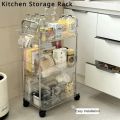 2/3 Tiers Rolling Cart Storage Shelf Transparent Acrylic Trolley Mobile Shelf with Wheel Multi-Layers Storage Rack. 