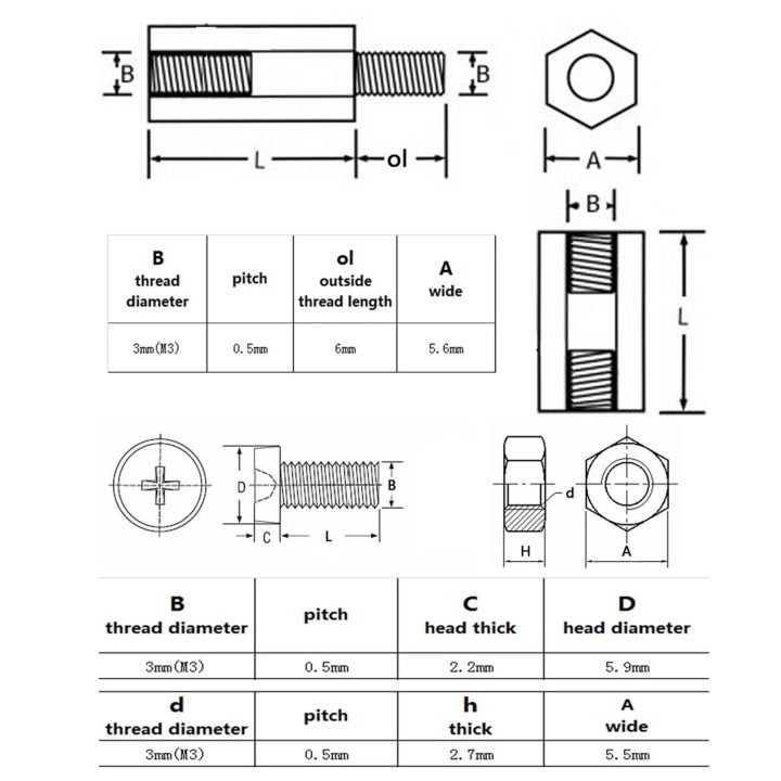 250pcs/box%20M3%20Black%20Plastic%20Nylon%20Insulated%20Hex%20Standoff%20Hexagon%20Pillar%20Spacer%20Column%20Screw%20Nut%20Mix%20Size%20Assortment%20Kit%20Set%20-%20Image%205