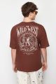 Wild  Printed  Cotton T-Shirt For Men - 100% Cotton, Wide Fit / Summer. 