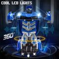 Transformer Remote Control Robot Car Independent 2.4G Robot Deformation RC Car Toy with One Key Transformation & 360 Speed Drifting 1:18 Scale - Blue. 