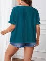 Plus Size Summer Women Elegant Solid Shirt Casual Fashion Notched V Neck Tops Office Lady Button Curve Clothing. 