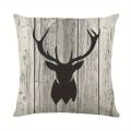 1pc Decorative Throw Pillow Cover Modern European Retro Deer HeadSingle Side Printing Decoration Home Sofa Car Cushion Cover.