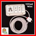 Universal 220V Extension Wire Extension Board Multi Plug 15-Feet 40/76 Wire With Superior Quality Multi Socket Brass Pin. 
