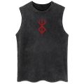 Summer Men's Retro Printed Washed Cotton Vest Muscle Gym Sleeveless Workout T Shirts Fashion Running Beach Loose Cutoff Tees.