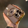 Luxury Magnetic Plating Clear Case For Magsafe Wireless Charging iPhone 11 12 13 14 15 16 17 Pro Max Air Plus Shockproof Cover. 