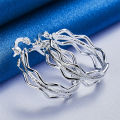1 Pair 925 Sterling Silver 27mm Multi-Tiered Round Delicate Hoop Earrings for Women Party Gift Accessories Fashion Jewelry.
