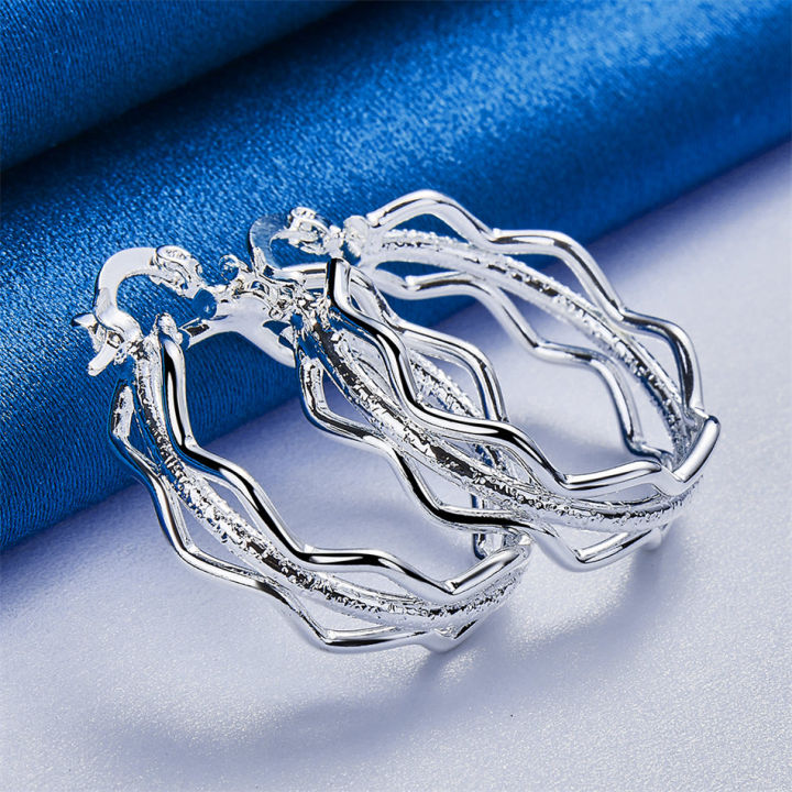 1%20Pair%20925%20Sterling%20Silver%2027mm%20Multi-Tiered%20Round%20Delicate%20Hoop%20Earrings%20for%20Women%20Party%20Gift%20Accessories%20Fashion%20Jewelry%20-%20Image%202