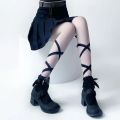 Japanese Lace Cross Straps Tie Leg Socks Jk Women Cotton  Stockings Socks Thin Women's Middle Tube Socks Party Long Socks. 