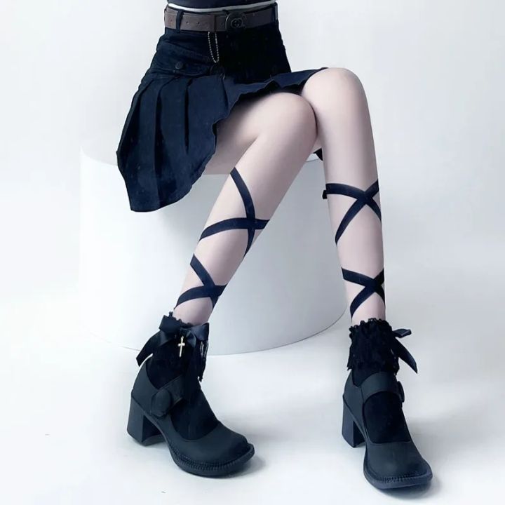 Japanese%20Lace%20Cross%20Straps%20Tie%20Leg%20Socks%20Jk%20Women%20Cotton%20%20Stockings%20Socks%20Thin%20Women's%20Middle%20Tube%20Socks%20Party%20Long%20Socks%20-%20Image%205