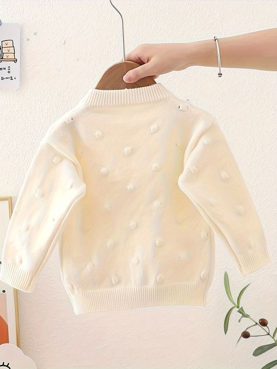 Girls'%20Embroidered%20Three-Dimensional%20Flower%20Cardigan%20Sweater,%20Baby%20Girl's%20Autumn%20Comfortable%20Soft%20Versatile%20Knit%20Jacket%20-%20Image%202