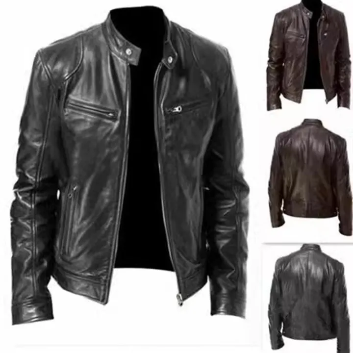 2023%20Fashion%20Mens%20Leather%20Jacket%20Slim%20Fit%20Stand%20Collar%20PU%20Jacket%20Male%20Anti-wind%20Motorcycle%20Lapel%20Diagonal%20Zipper%20Jackets%20Men%20-%20Image%202