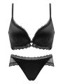 YUQI Front Closure Push Up Bra Set - Women's Small Bust Lace Underwire Lingerie | Pull Up Lift Thin Beauty Back Bralette.