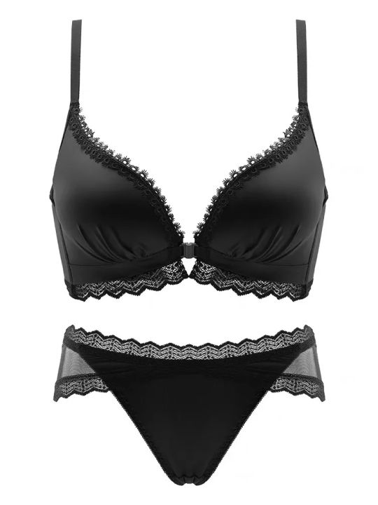 YUQI%20Front%20Closure%20Push%20Up%20Bra%20Set%20-%20Women's%20Small%20Bust%20Lace%20Underwire%20Lingerie%20%7C%20Pull%20Up%20Lift%20%20%20Thin%20Beauty%20Back%20Bralette%20-%20Image%206