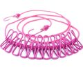 1pcs Portable Clothesline Windproof Clothes Rope Drying Rack Cloth Hanging Line Outdoor Camping Traveling Indoor Multifunction Tools *190cm rope and 12clips*. 