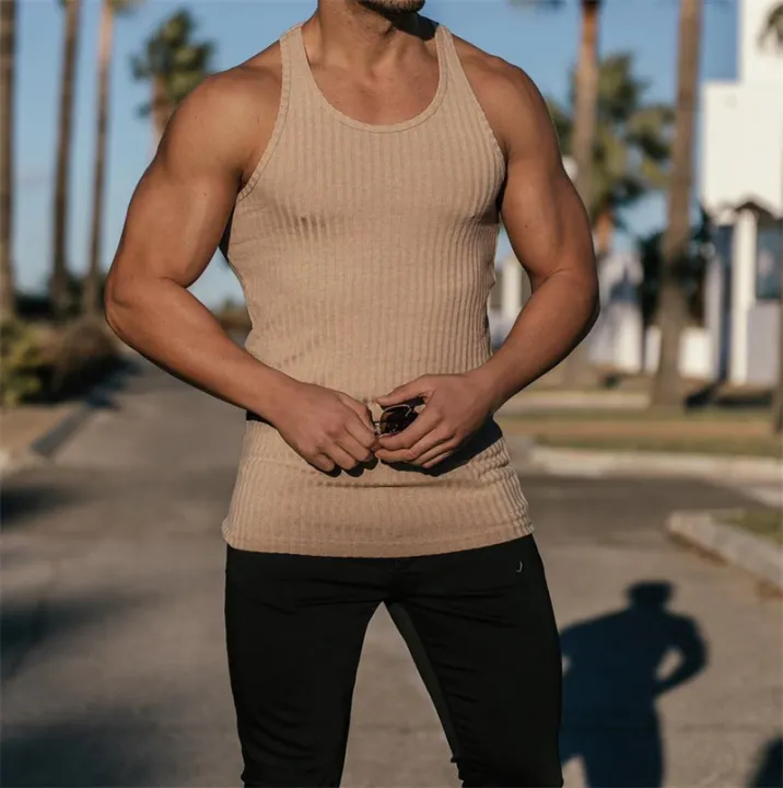 2025%20Summer%20men%20Vest%20stripe%20gym%20Tank%20top%20Men%20Fitness%20sleeveless%20shirt%20Male%20Exercise%20Sports%20vest%20Undershirt%20Bodybuilding%20clothing%20-%20Image%204