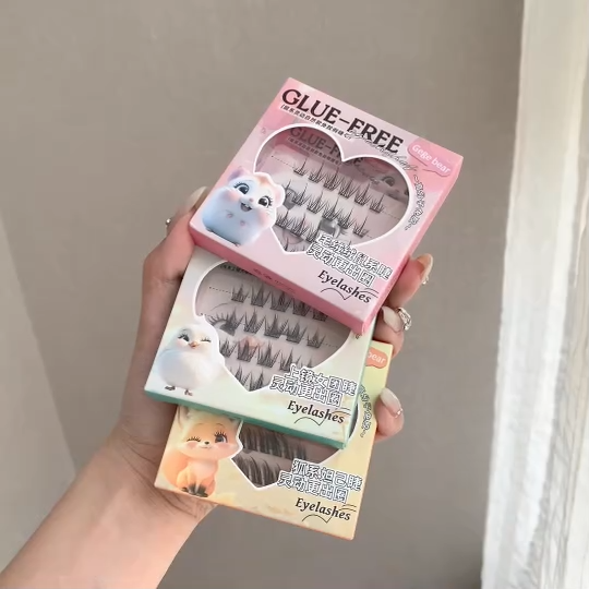 Gege Bear Cute Eyelashes Extensions,  20 Eye Lashes Clusters, 3 Designs Bird, Mouse and Fox, No additional Glue Required, Easy Removal, Best Fake Lashes