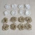 16PCS/4CM White,Gold 3d Floral Flowers Embroidered Sew On Patch,Organza Clothes Rose Lace Applique For Sewing,Dresses Decoration. 