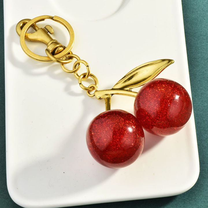 Cherry%20Keychain%20Charm%20Shiny%20Resin%20Metal%20Bag%20Accessory%20Elegant%20%20for%20Women%20Purse%20or%20Handbag%20Decoration%20-%20Image%203