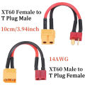 1/5pcs XT60 To Deans T Plug Male/Female Adapter Connectors with 14AWG 100mm Cable for RC Lipo Battery Charger Parts DIY. 