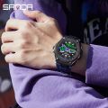 SANDA 
ORIGINAL WATCH 
DUAL TIME WORKING 
DATE, TIME, ALARM ,STOP WATCH
ANALOG ND DIGITAL TIME |
NEON LIGHT
ATTRACTIVE COLORS | WATER PROOF. 