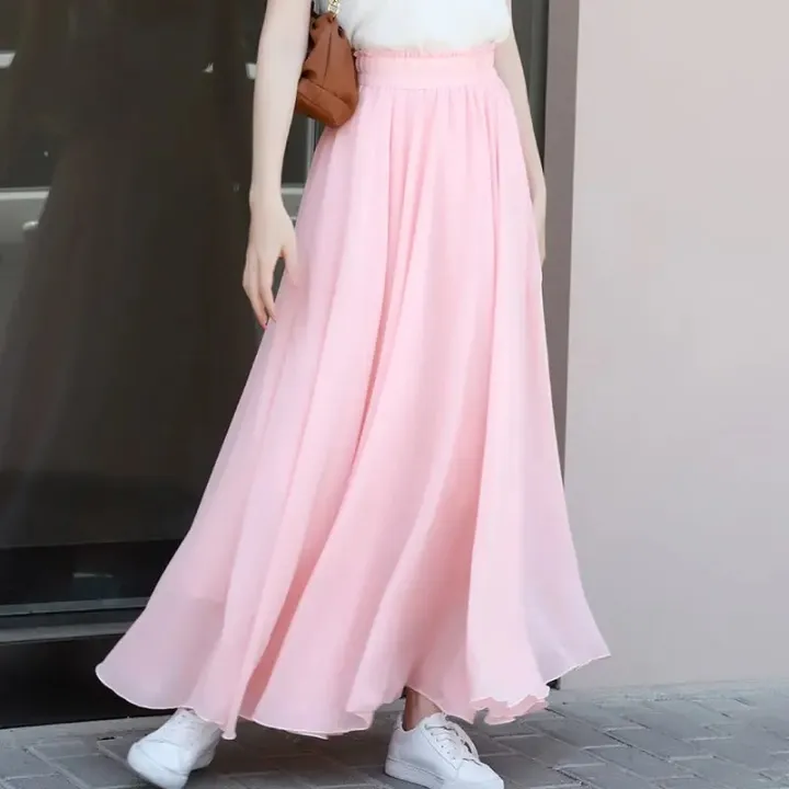 New%20Summer%20Chiffon%20Skirts%20Plus%20Size%20Full-Length%20Skirt%20High%20Waist%20Elegant%20Dance%20Skirt%20Pink%20Black%20Red%20Royal%20Blue%20White%20Long%20Skirts%20-%20Image%205