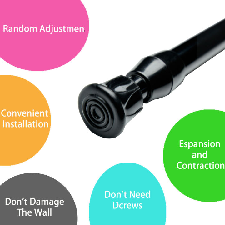 40-70cm%20Black%20Telescopic%20Curtain%20Pole%20Multi%20Purpose%20No-Drill%20for%20Balcony%20Bathroom%20-%20Image%203