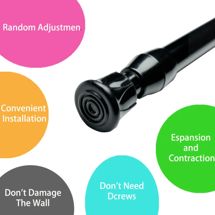 40-70cm%20Black%20Telescopic%20Curtain%20Pole%20Multi%20Purpose%20No-Drill%20for%20Balcony%20Bathroom%20-%20Image%203