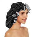 1pc Double Layer Laced edge satin bonnets matching colors sleep bonnet cap.