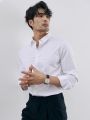 Men's Formal Plain Shirt Fashion Breathable Stretchable Shirt For Men. 