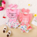 0-18Months Newborn Baby Girl Clothes Mommy's Girl Print Sleeveless Romper Top+Flowers Shorts+Headband Summer Lovely 3PCS Outfit. 