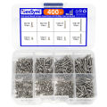 400pcs Flat Head Wood screws Assortment kit Phillips Tips screw set M2x4mm-20mm Self-tapping Screws Wood Screw. 