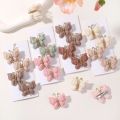 4Pcs/set Cute Baby Girls Knitting Headwear Handmade Crochet Butterfly Alloy Hairs Clips Kids Hairpins Fashion Desgin Headwear. 