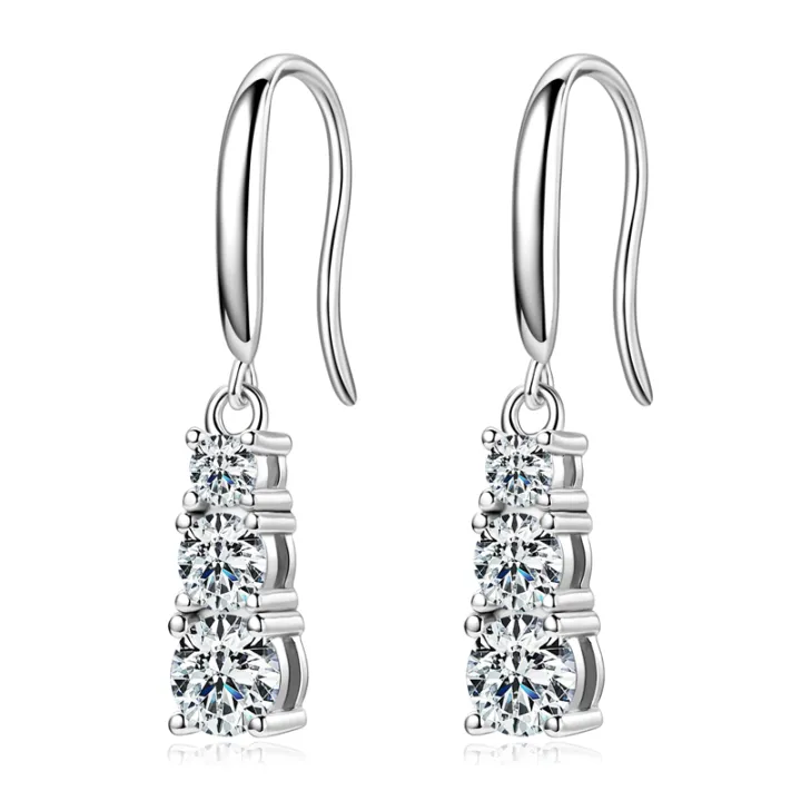 IOGOU%20Original%20925%20Sterling%20Silver%201.80CTTW%20D%20Color%20Moissanite%20Drop%20Hook%20Earrings%20for%20Women%203-Stone%20Dangel%20Earring%20Wedding%20Hoops%20-%20Image%207
