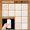 12Pcs Plastic Sashiko Stencil 5x5inch Dense Grid Pattern Embroidery Tool Drawing Line Template for Hand Quilting and Embroidery. 