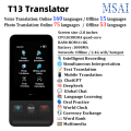MSAI T13 T26 Instant Translator 160 Online Offline Transaction1+16GB Real-Time T8pro Bluetooth Voice Translator for Travel.