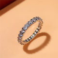 Huitan Bling Bling Promise Rings with Round CZ Delicate Low-key Wedding Ring for Women High Quality Silver Color Trendy Jewelry.