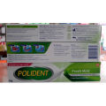 Polident denture fresh mint 3 tubes free denture box and toothbrush for denture. 