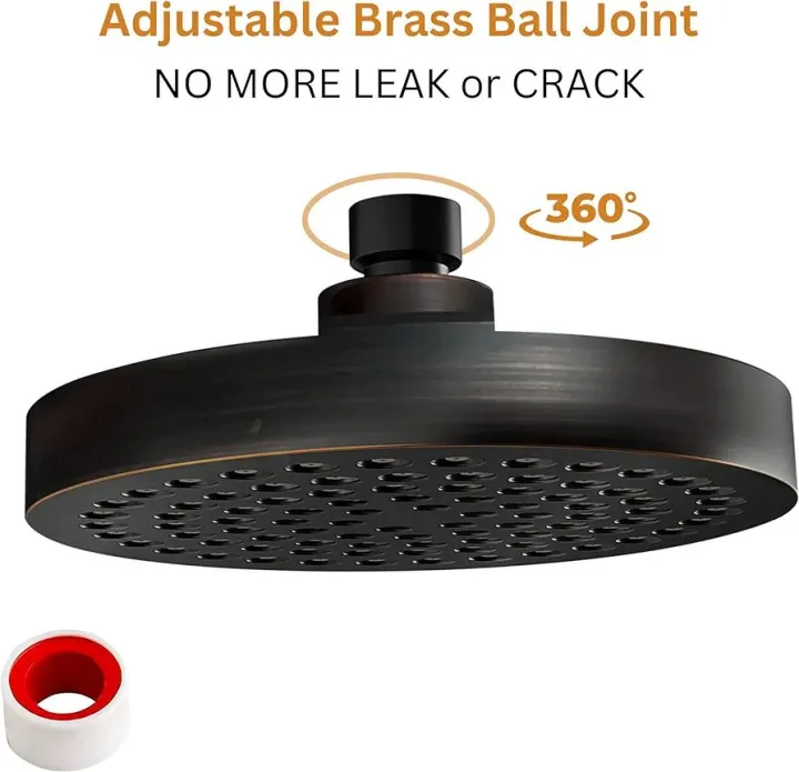 Matte%20Black%20Round%20Rainfall%20Shower%20Head%206%20Inch%20with%20five%20mode%20High%20Pressure%20-%20Image%203