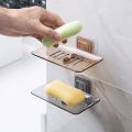 Transparent Soap Rack No Drilling Wall Mounted Layer Soap Holder Soap Sponge Dish Bathroom Accessories Soap Dishes Self Adhesive. 