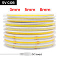 3MM 5MM 8MM COB Strip 5V 12V FOB LED Light Bar 320Leds/M 3000K 4000K 6000K High Density Flexible Ribbon Rope Tape Cabinet Light. 