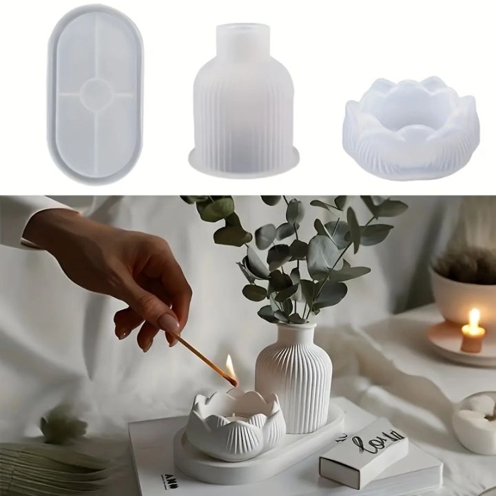 3-piece%20lotus%20tray%20vase%20resin%20mold%20gypsum%20diy%20home%20decoration%20novice%20crafts%20silicone%20mold%20production%20-%20Image%203