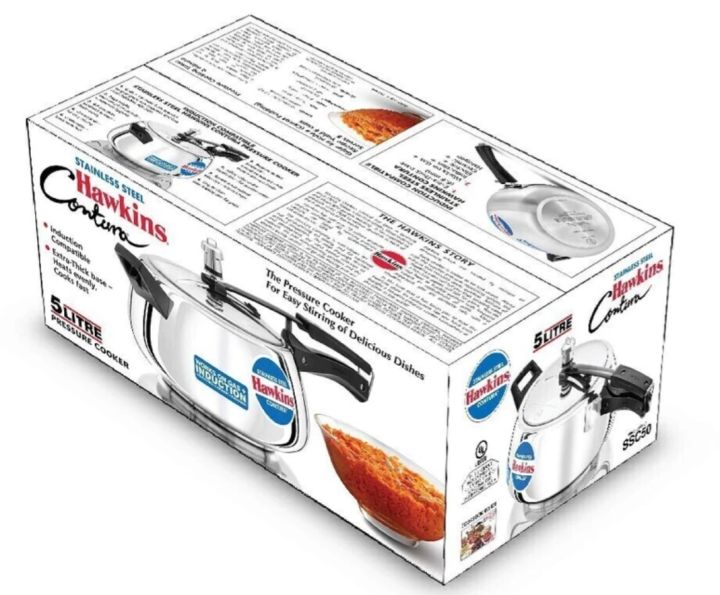 Hawkins Stainless Steel Contura Pressure Cooker - 5 Litre (SSC50 ...