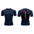Blossom Print Short Sleeve Compression Shirts for Men Summer Athletic Quick Dry T-shirts Gym Workout Running Tees Sporty Tops.
