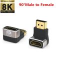 8K HDMI-Compatible Side Bend 90 Degree Adapter 90 Degree Right Angle 270 Degree Adapter HDMI Male To Female Expansion Connector. 