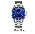 Stainless Steel Luxury Men Watch Quartz Analog Business Chain Casual Wrist blue Dial Watches For Boys and Gents. 
