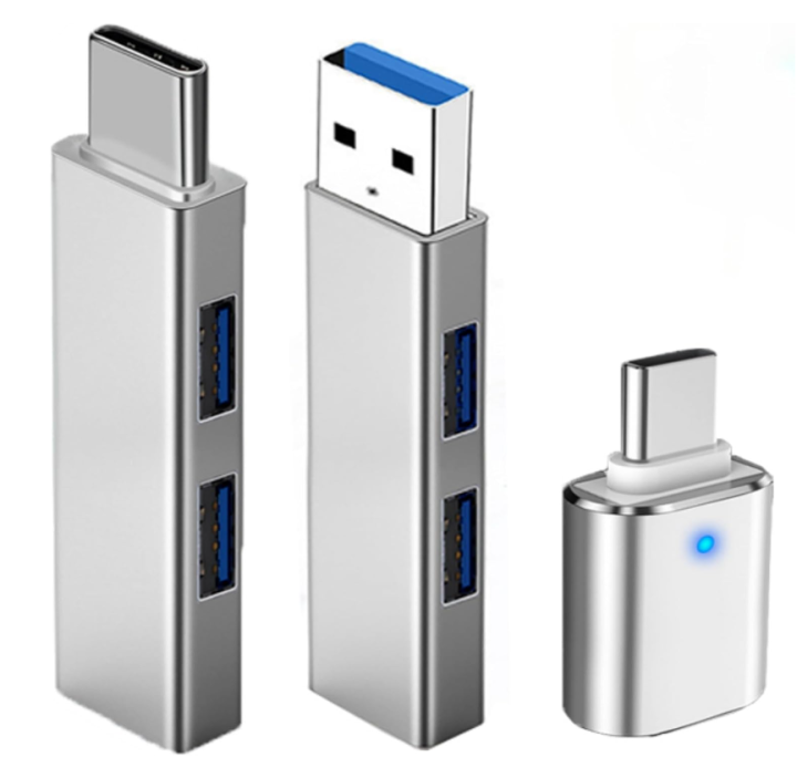 3pcs USB Adapter Kit - USB 3.0 Hub, Type C to USB Adapter, USB-C Male ...
