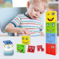 Wooden Face Changing Magic Cube Game Expressions Puzzle Building Blocks Face Change Rubiks Cube Game Puzzle Matching Educational Games for Kids. 