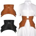 Black Brown Irregular Pu Leather Long Wide Belt Punk Style Women Fashion Autumn Winter Waistband Corset Belt.