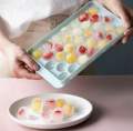 Round Ice Cube Tray with Lid – Easy Release Durable Plastic Ice Maker Mold, Large Capacity Freezer Tray for Home & Kitchen (Multicolour).