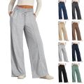 Women Long Pants 2026 Spring Summer Straight Long Elastic Waist Wide Leg Women long trousers Casual Soft Knitted Yoga Pants. 